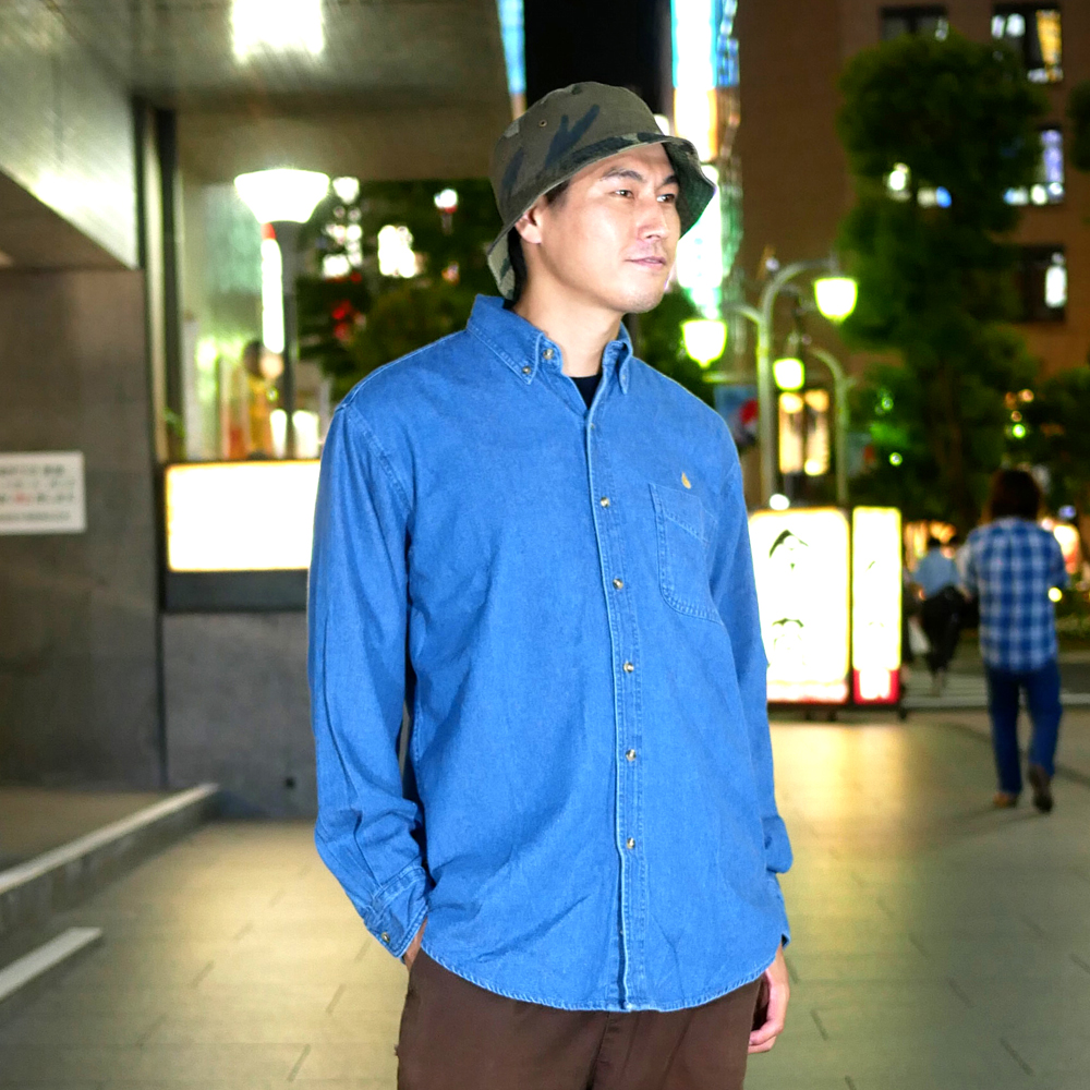 COLOR COMMUNICATIONS 2019 FW drip emb denim long sleeve shirt / Hiroki Muraoka / size : L