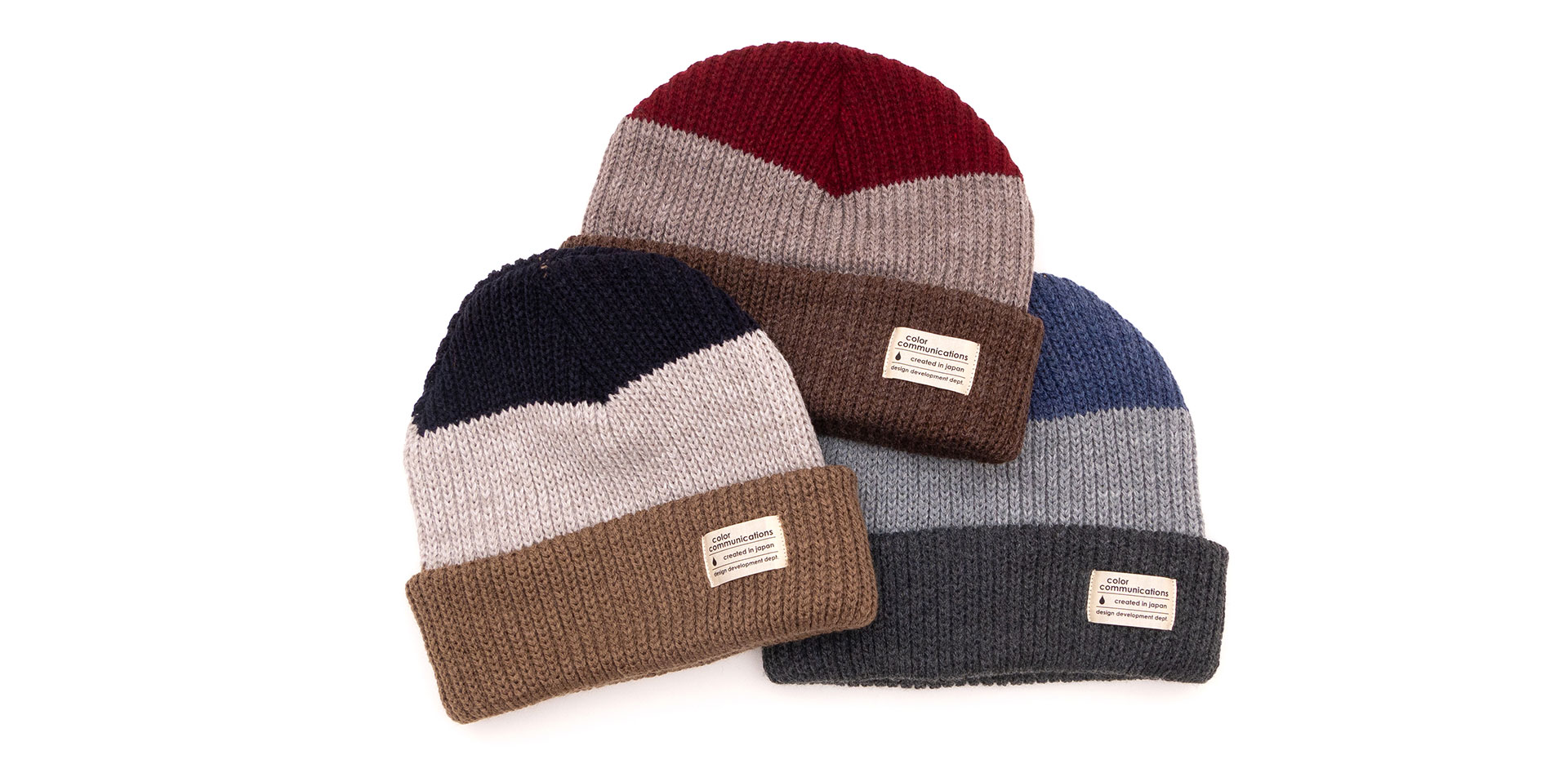 color communications（カラーコミュニケーションズ）knitcap / cotton tag 3 tone cuff